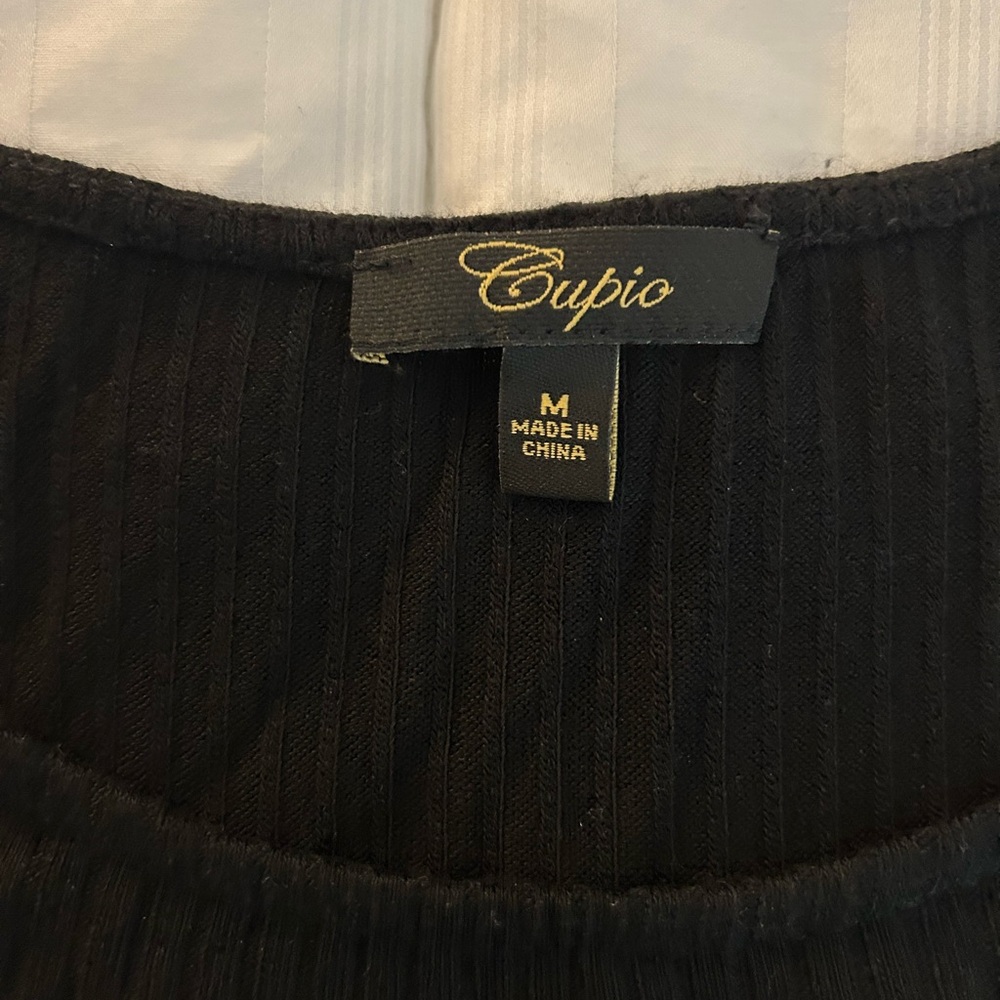 Cupio Black Long Sleeve Cold Shoulder Top - Picture 2 of 2